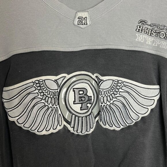 HipHop History XL‎ B-Fox Colorblock Crewneck Sweatshirt Black Gray Streetwear - Picture 3 of 6